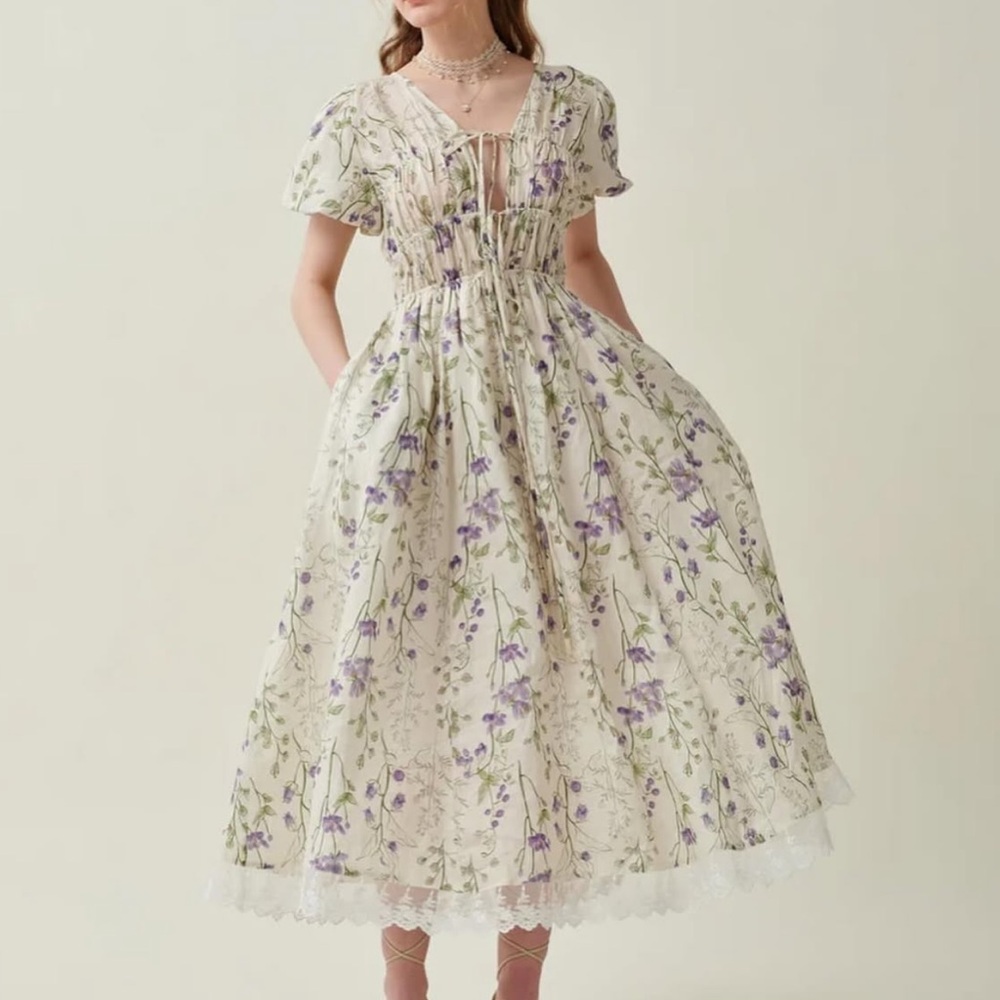 NWT Linennaive Iris 23 Floral Dress